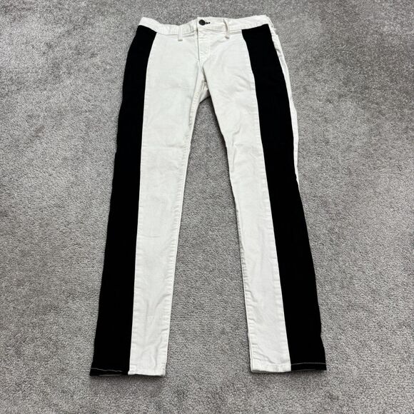 Rag & Bone Colorblock Skinny Ankle Denim Jeans Womens 30 Black White Mid Rise - Picture 1 of 14